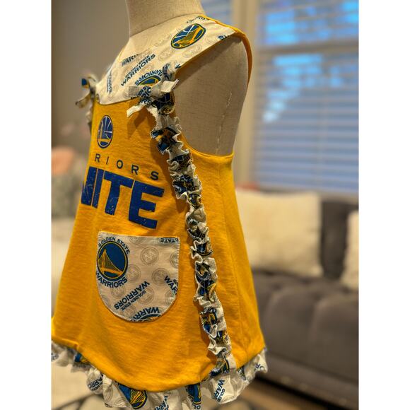 NEW Warriors Wrap Dress Warriors Basketball Upcycled Toddler Dress 4T Girls - Picture 3 of 5